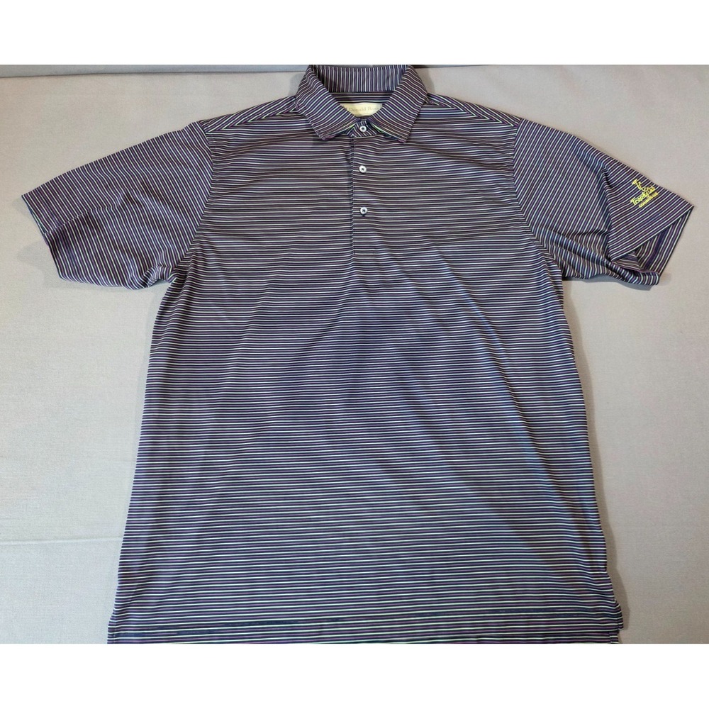 Donald Ross Shirt Mens Large Purple Stripped Trophy Club Country Club Golf Polo